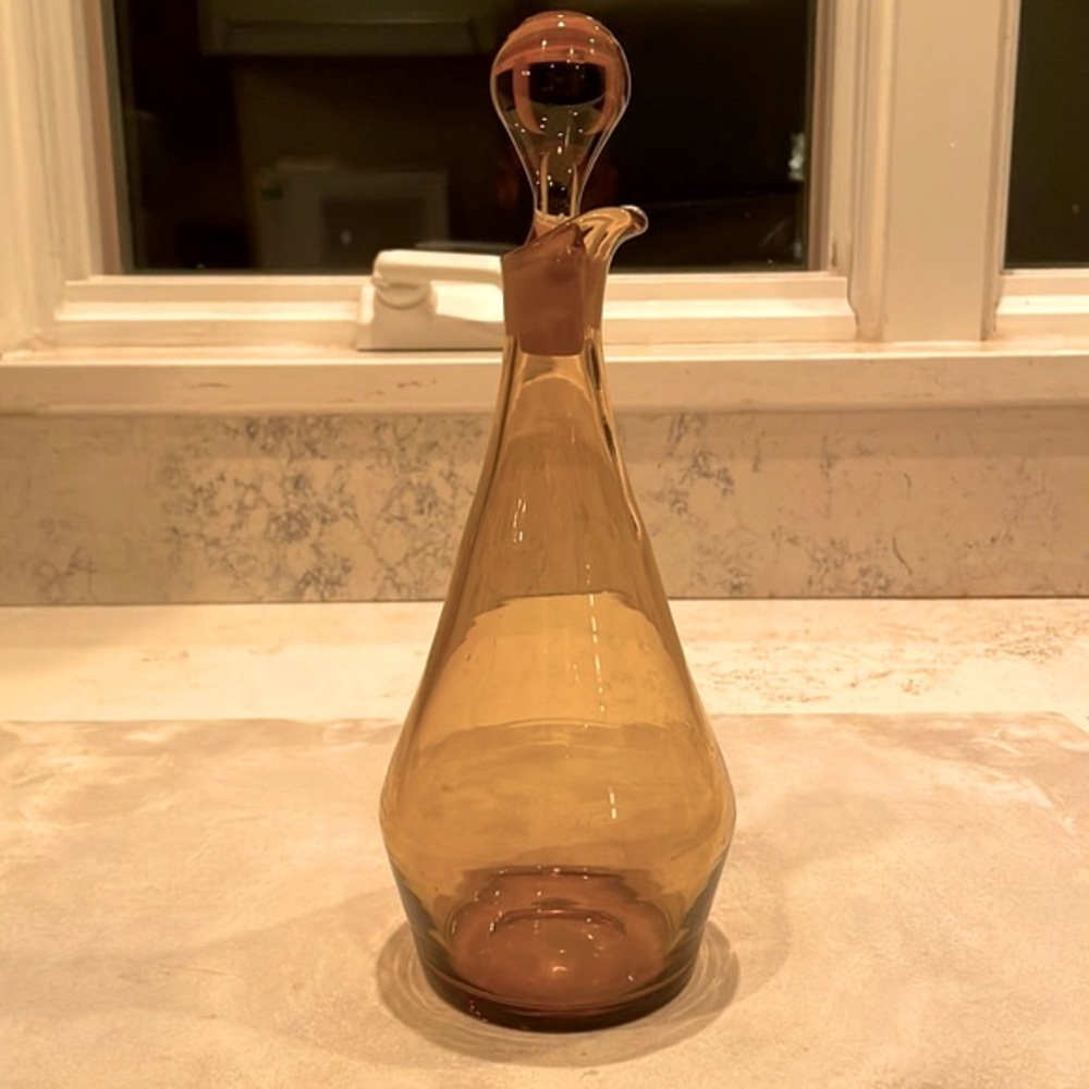 Scandinavian Hand Blown MCM Decanter Pitcher & Stopper Excellent Condition - Picture 8 of 11